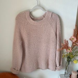 Rose light pink fuzzy sweater